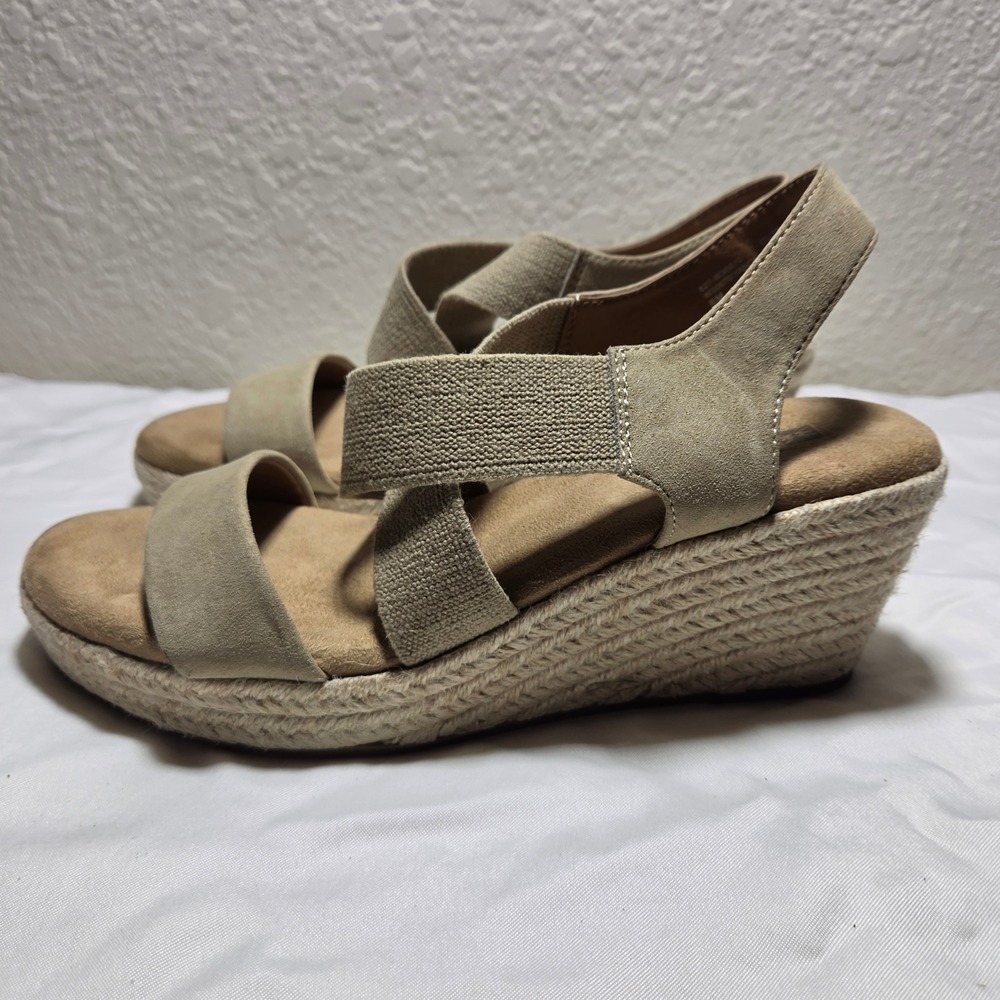 White Mountain Yanda Womens Tan Espadrille Wedge Sandals W30870 Size 8M